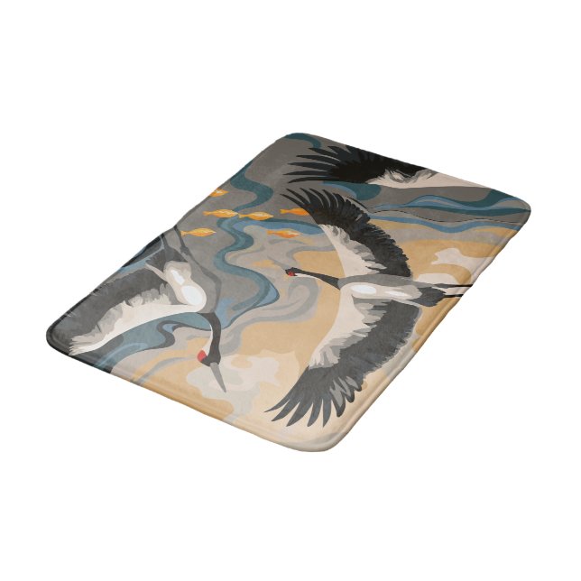 Tapete De Banheiro Gruas Em Curso Sobre O Rio (Angulado)