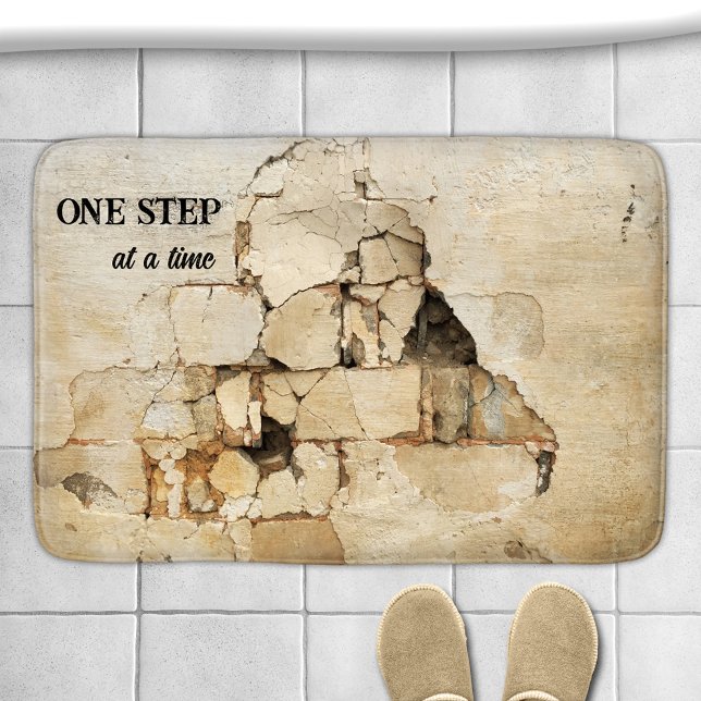 Tapete De Banheiro Grunge Brick Industrial (Bath mat featuring a grunge brick wall design)