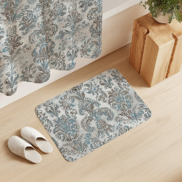 Tapete De Banheiro Grunge Damask Bege Céu Azul Creme Cinza