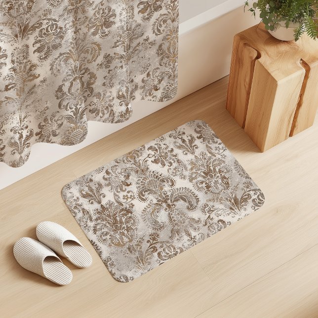 Tapete De Banheiro Grunge Damask Beige Rust Brown Ochre Cream (Criador carregado)