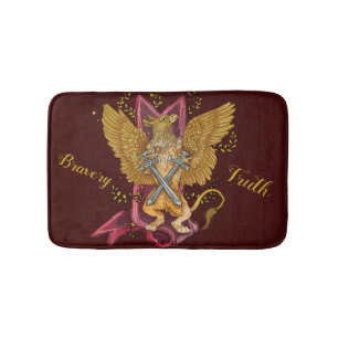 Tapete De Banheiro Gryphon místico com espadas