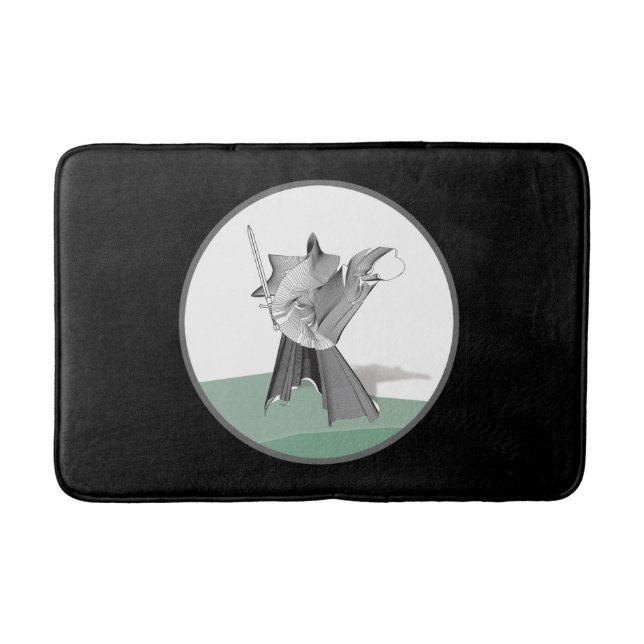 Tapete De Banheiro Guerreiro digital - Cor de fundo personalizada (Frente)