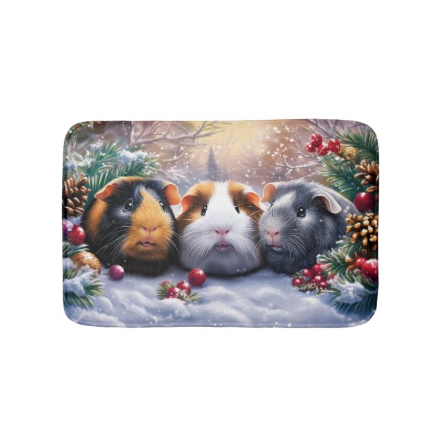 Tapete De Banheiro Guiné Pigs Winter Wonderland (frente)