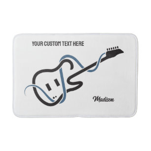 Tapete De Banheiro Guitarra Estilizada de Nome e Texto Personalizada