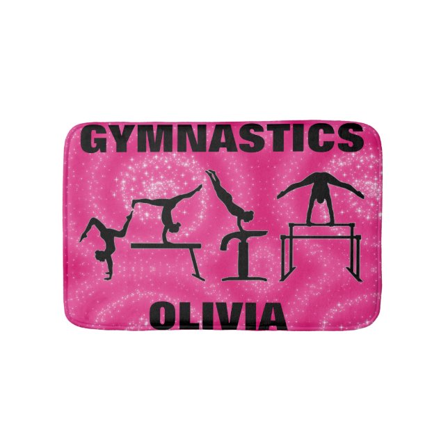 Tapete De Banheiro Gymnastics Pink Sparkle Swirls (frente)
