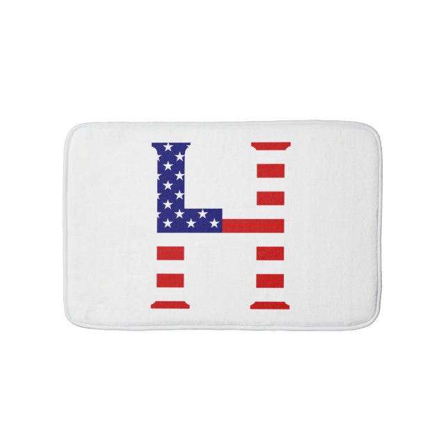 Tapete De Banheiro H Monograma sobreposto à bandeira dos EUA (frente)