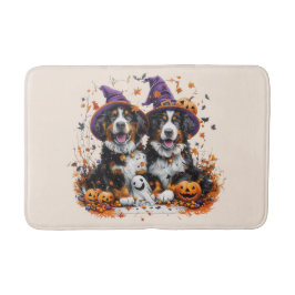 Tapete De Banheiro Halloween Bernese Mountain Dogs Witch Ghost