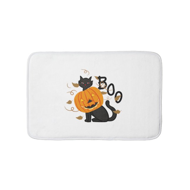 Tapete De Banheiro Halloween Black cat Boo (frente)