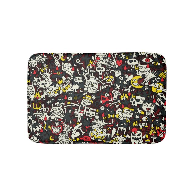 Tapete De Banheiro Halloween Mini Doodle Vintage Patterno (frente)