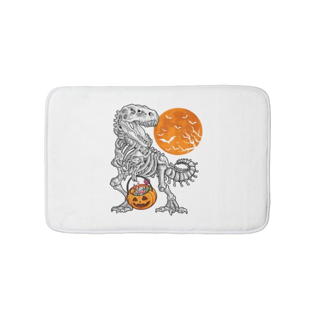 Tapete De Banheiro Halloween para Meninos Dinossauro Esqueleto T rex (frente)