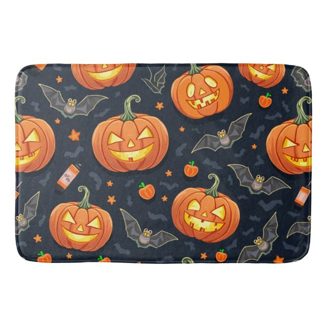 Tapete De Banheiro Halloween Pumkin Bath Mat (Frente)
