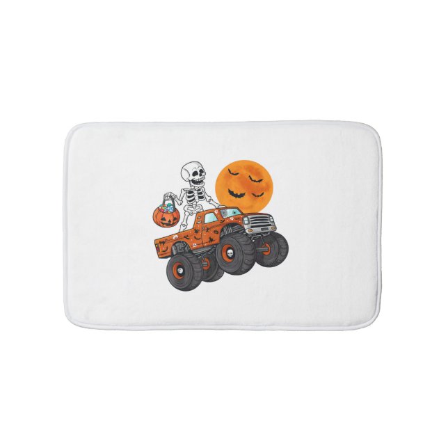 Tapete De Banheiro Halloween Skeleton Riding Monster Truck (frente)