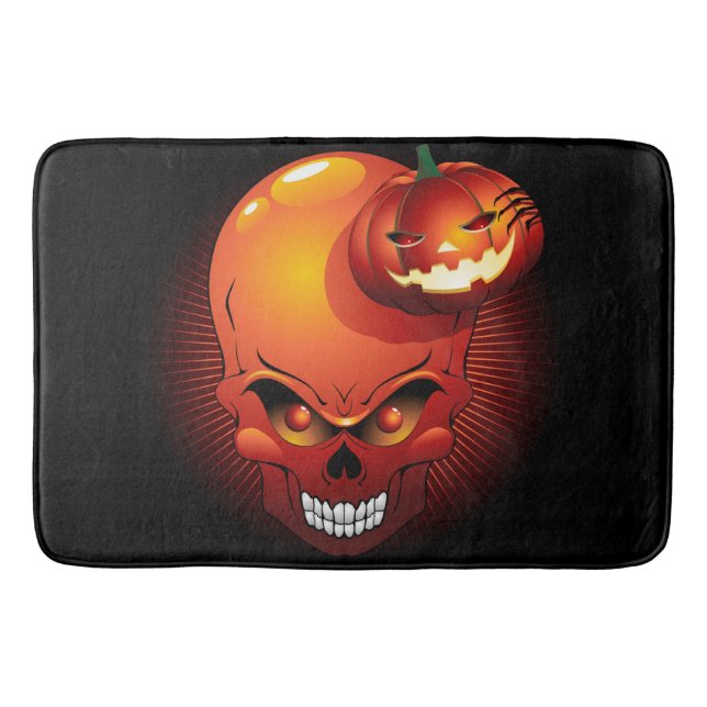 Tapete De Banheiro Halloween Skull e Pumpkin (Frente)