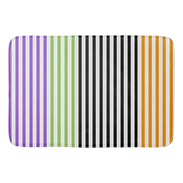 Tapete De Banheiro Halloween Strips Purple Green Orange (Frente)