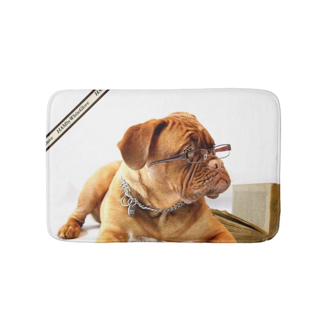 Tapete De Banheiro HAMbWG - Bulldog com óculos - Bath Mat (frente)