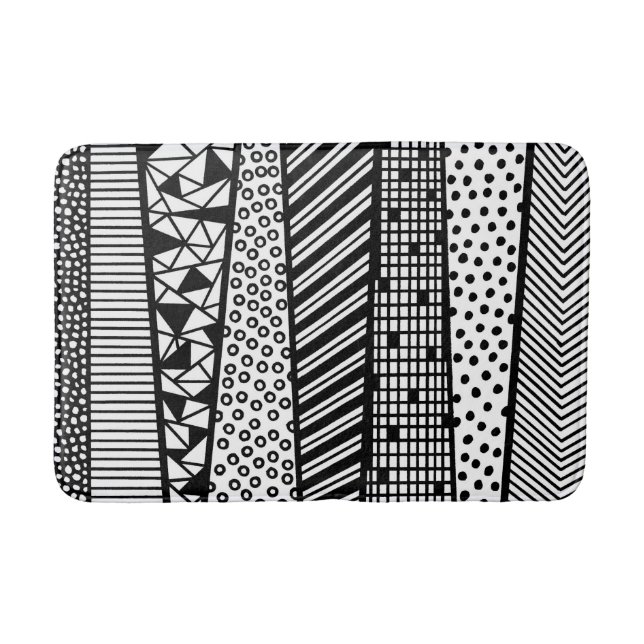 Tapete De Banheiro Handpainted black and design white (Frente)