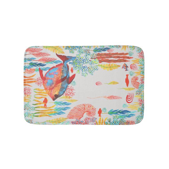 Tapete De Banheiro Handpainted watercolor marine biology ocean fish (frente)