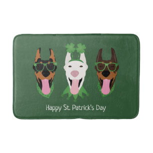 Tapete De Banheiro Happy Dia de São Patrício Dobermann Dogs