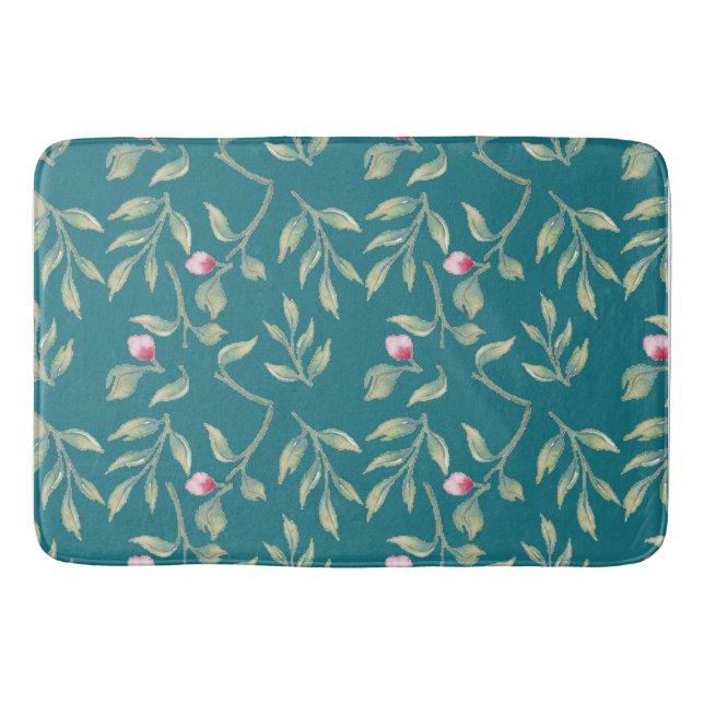 Tapete De Banheiro Harbor Blue Floral Bath Mat (Frente)