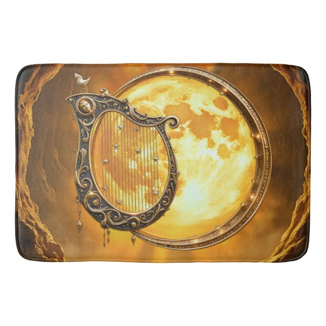 Tapete De Banheiro Harpa Celestial da Lua Dourada (Frente)