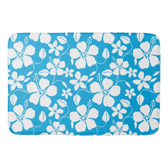 TAPETE DE BANHEIRO HAWAIIAN HULA (HIBISCUS) AZUL (Frente)