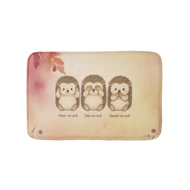 Tapete De Banheiro hear, see and speak no evil cute Hedgehogs (frente)