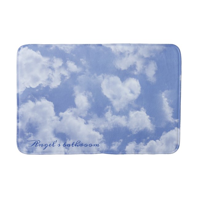 Tapete De Banheiro Heart Cloud Sky Cute Modern Blue Adicione seu nome (Frente)