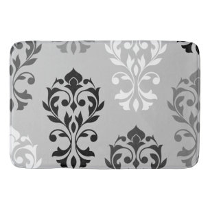 Tapete De Banheiro Heart Damask Art I Black Grays White