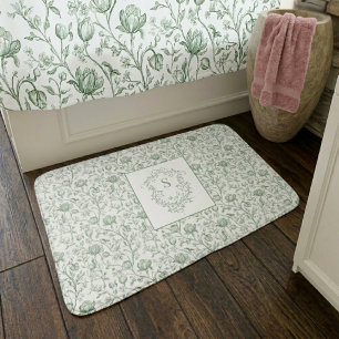 Tapete De Banheiro Heritage Luxo Sage Francês Toile Monograma Crista 