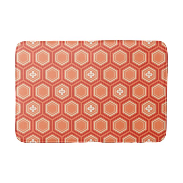 Tapete De Banheiro Hexagonal Kimono Impressão, Mandarin Orange (Frente)