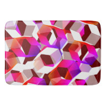 Hexágonos cor-de-rosa e mais cores, fundo vermelho