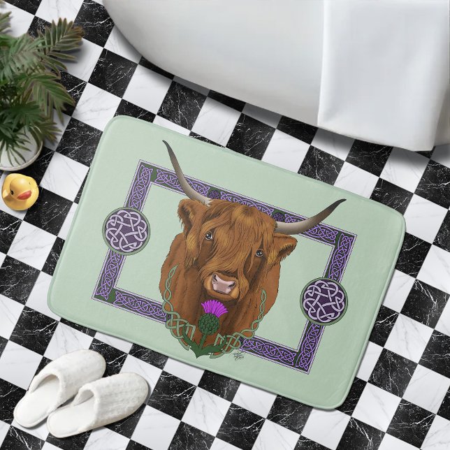 Tapete De Banheiro Highland Scottish Cow Purple Celular Knot Work (Criador carregado)