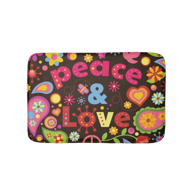 Tapete De Banheiro Hippie Hippy Peace and Love Bath mat (frente)