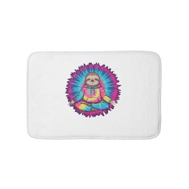 Tapete De Banheiro Hippie Sloth Peace Sign Tie-Dy (frente)