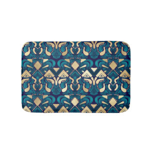 Tapete De Banheiro Hipster Dourado Emerald Blue Tribal Artsy Damask