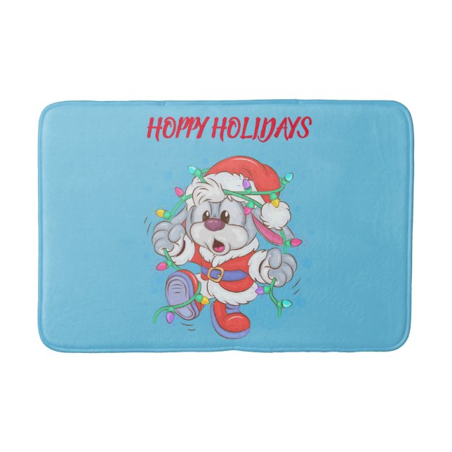 Tapete De Banheiro Holiday Bunny Christmas Bath Mat (Frente)