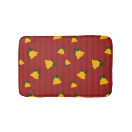 Tapete De Banheiro Holiday Red Gold Stripe Bells Christmas
