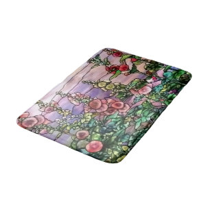 Tapete De Banheiro Hollyhocks Vintage Floral Tiffany Vidro