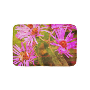 Tapete De Banheiro Honey Bee Pink New England Aster Flower Abstrato