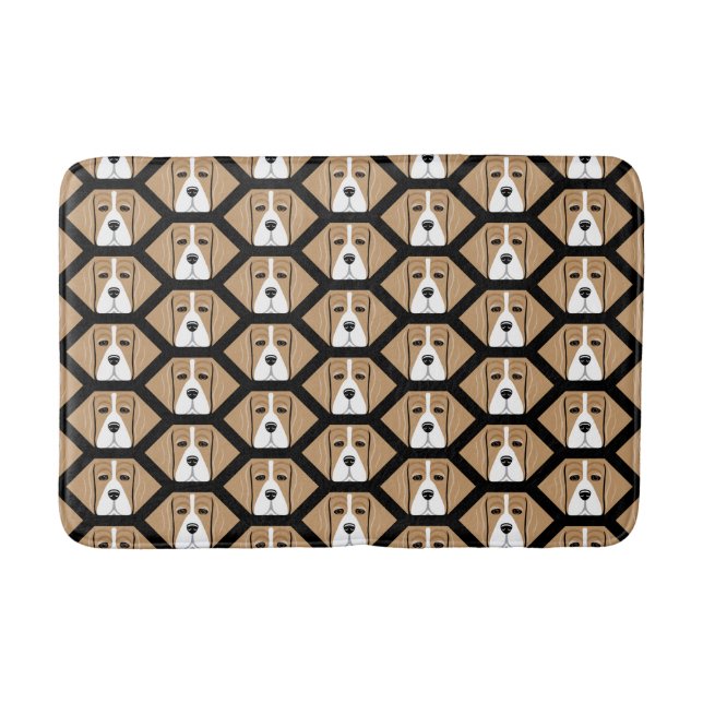 Tapete De Banheiro Honeycomb Beagles Pattern (Frente)