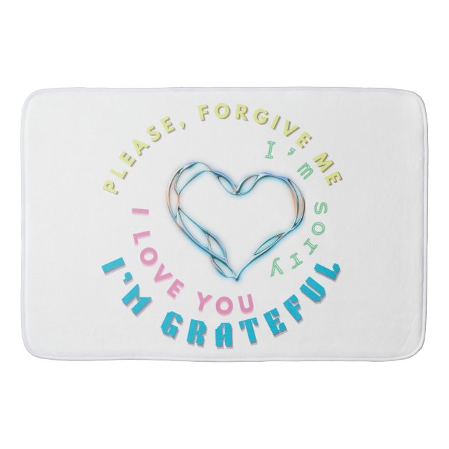 Tapete De Banheiro Ho'oponopono Healing Mantra - Azul Claro Espiritua (Frente)