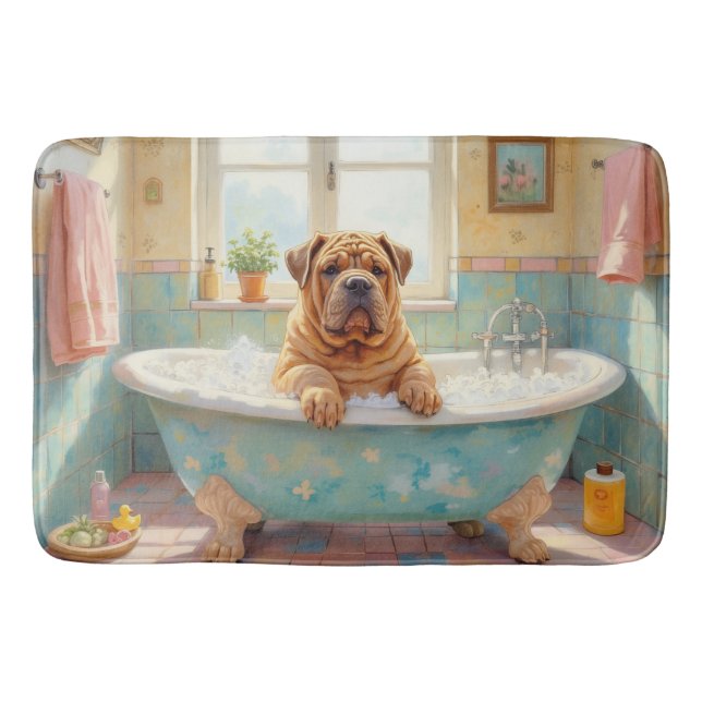 Tapete De Banheiro Hora do Banho do Shar-Pei Decoração de Banheiro Fo (Frente)