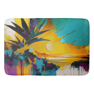 Tapete De Banheiro Horizonte Dourado – Pôr do Sol Tropical Abstrato