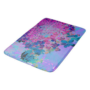 Tapete De Banheiro Hortênsia Limelight Azul Escuro e Magenta Elegante