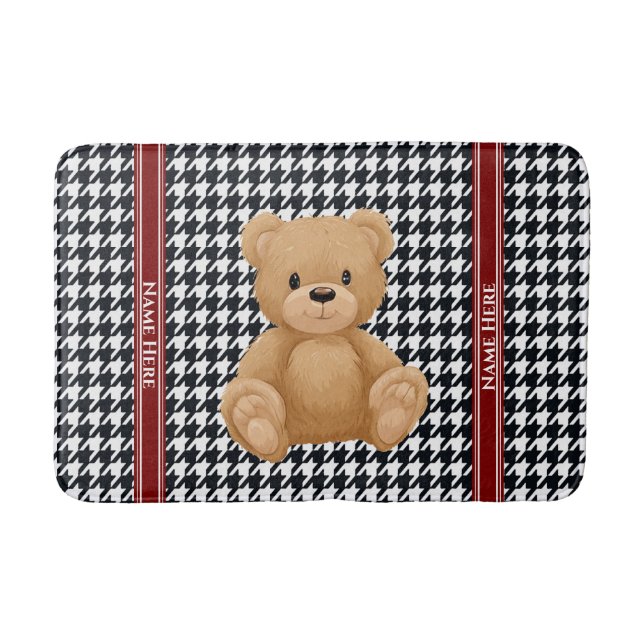 Tapete De Banheiro Houndstooth Bear Home, (Frente)