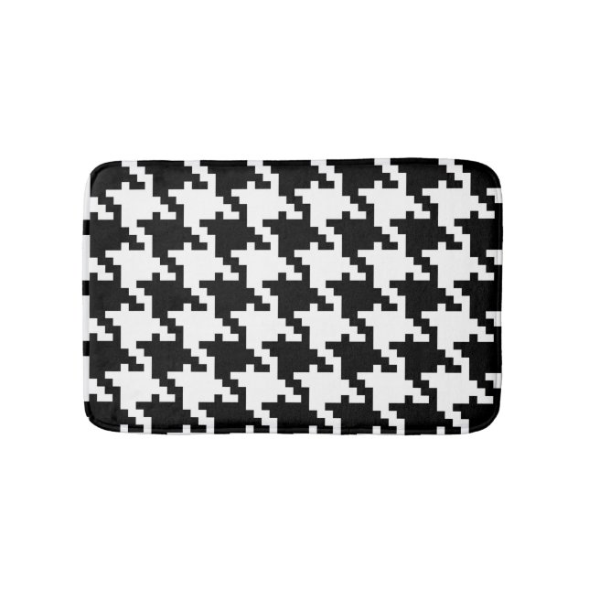 Tapete De Banheiro Houndstooth preto e branco (frente)