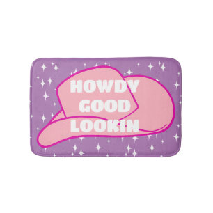 Tapete De Banheiro Howdy Good Looker Cowboy Hat Lilac Dorm