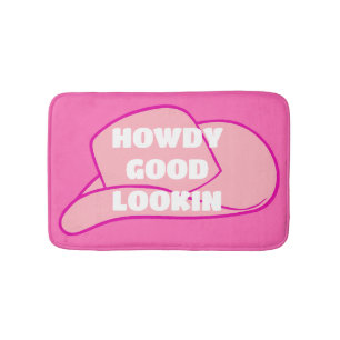 Tapete De Banheiro Howdy Good Looker Rancher Cowboy Chapéu Rosa Quent