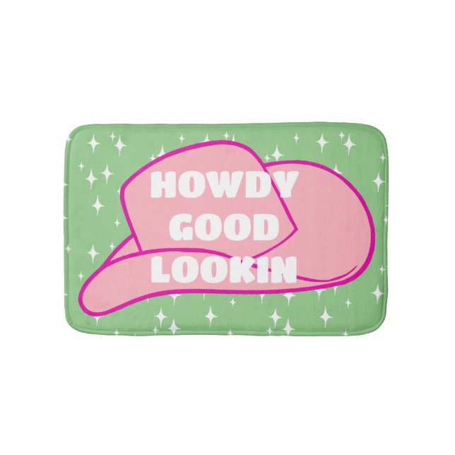 Tapete De Banheiro Howdy Good Looker Rancher Cowboy Hat Green Dorm (frente)