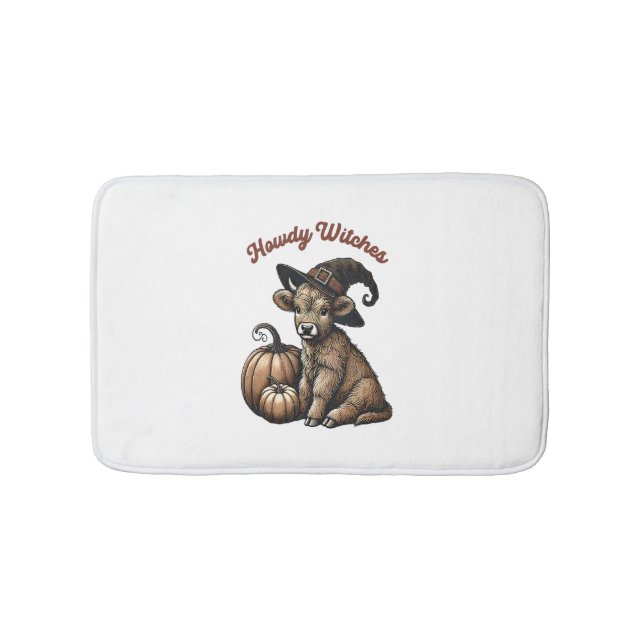 Tapete De Banheiro Howdy Witches Halloween Highland Cow (frente)